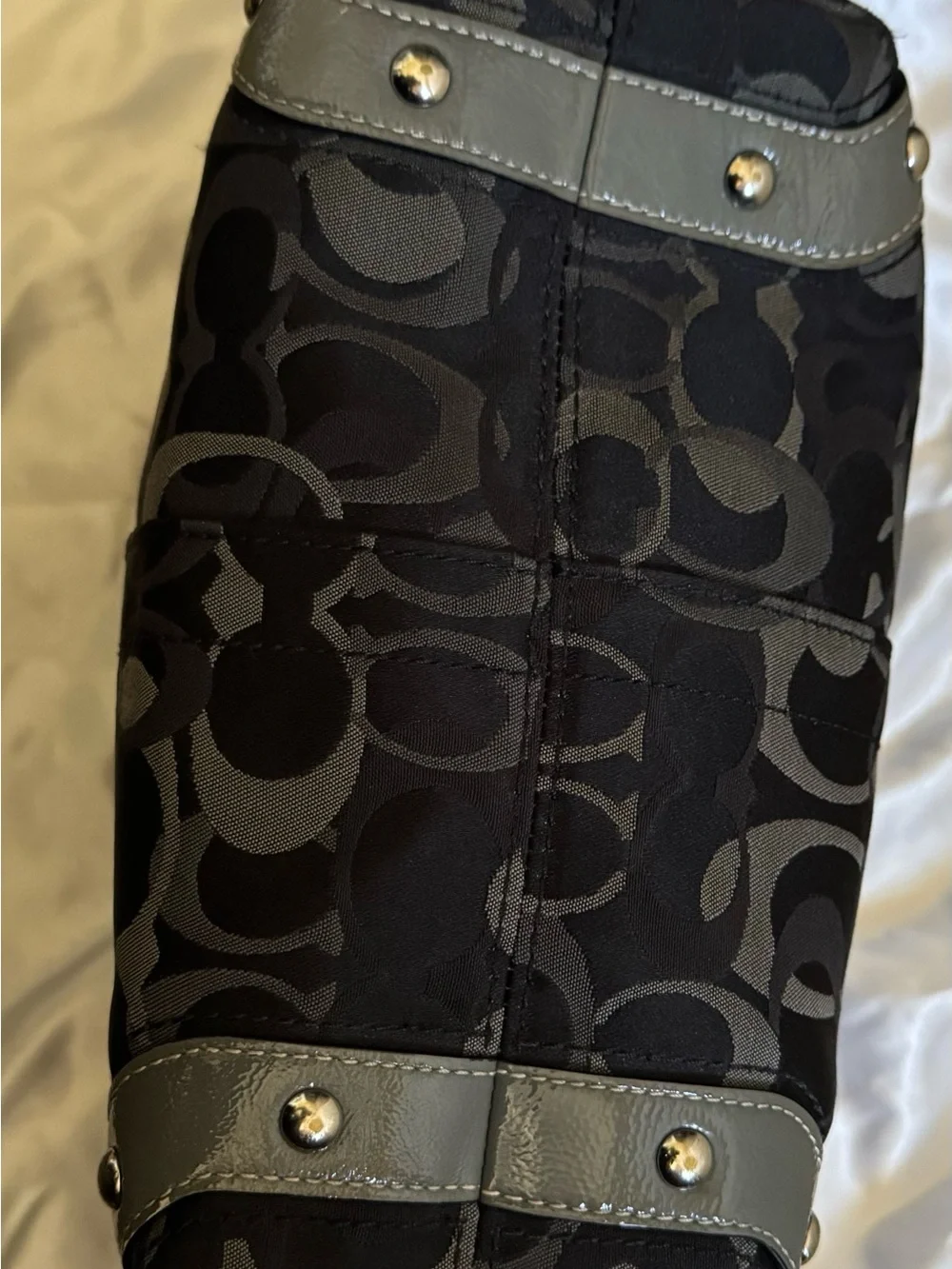 Coach Black Signature Carly Hobo Shoulder Bag with Silver Hardware